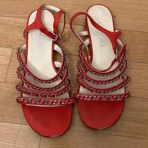 Size 38 chanel chain sandals
